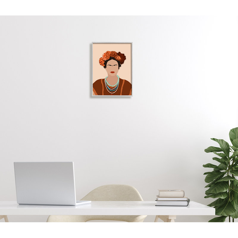 Portrait de l'artiste Frida, Giclée encadrée noir minuit, H 14 po x l 11 po