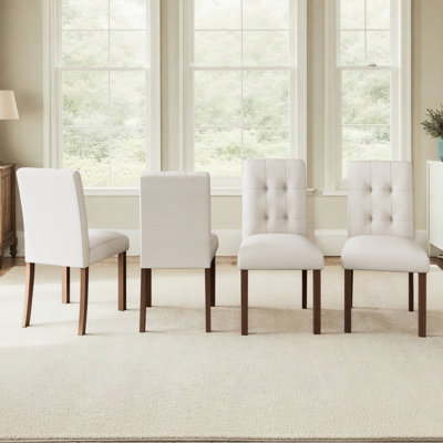 Ensemble de chaises de salle à manger de style Mid-Century 4 pièces avec structure en noyer beige et noyer