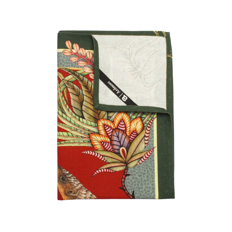 Tea Towel - Pangolin Pair, Royal Red