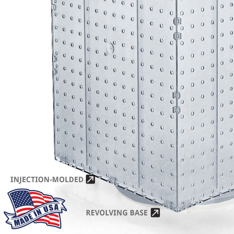 Four-Sided Revolving 14"W x 20"H Pegboard Counter Display w/ 32 4" Hooks