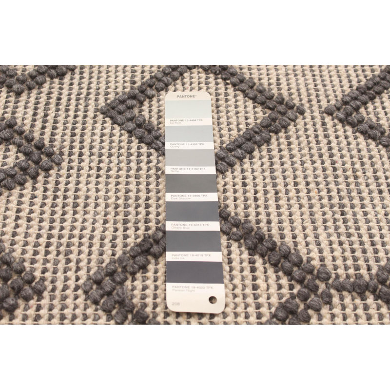 Tapis gris foncé / brun en laine tressée à la main Baugh Southwestern