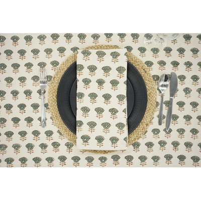 Fabdivine 18X18 Inch Premium Napkin for Every Occasion Floral Block Print Design - Kohinoor, Gray Set of 8