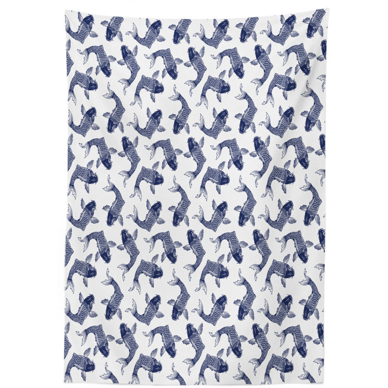 Koi Fish Geometric Tablecloth, 90" L x 60" W
