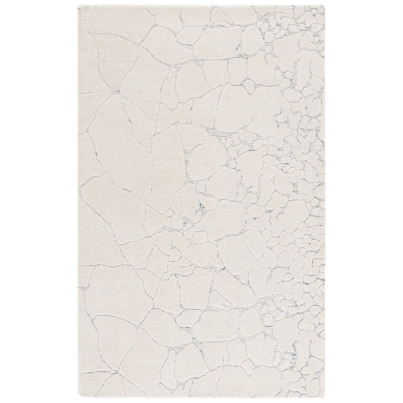 Geraurd 533 Hand Tufted Wool/Cotton Abstract Indoor Use Only Rug in Ivory/Gray, Rectangle 9' x 12'