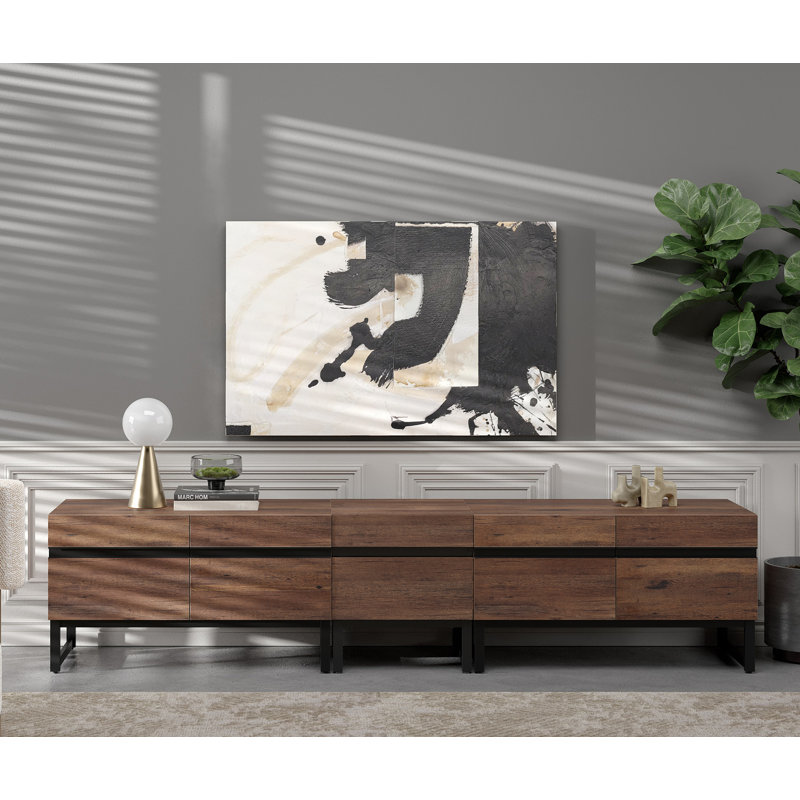 Aadam Modern TV Stand, 4 In 1 Entertainment Center TV Console With Storage Cabinets And Metal Base,Media Console For Living Room