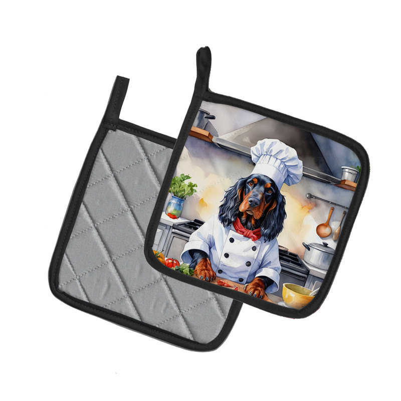 Caroline's Treasures The Dog Chef Polyester Potholder Set