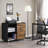 Rectangular File Cabinet with Lock for A4 Size, 3 Drawer Printer Stand with Open Storage Compartments, Mobile Filing Cabinet, Black/Rustic Brown
