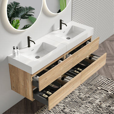 Bathroom Vanity with Sink and Drawers, Wall Mounted Bathroom Vanity