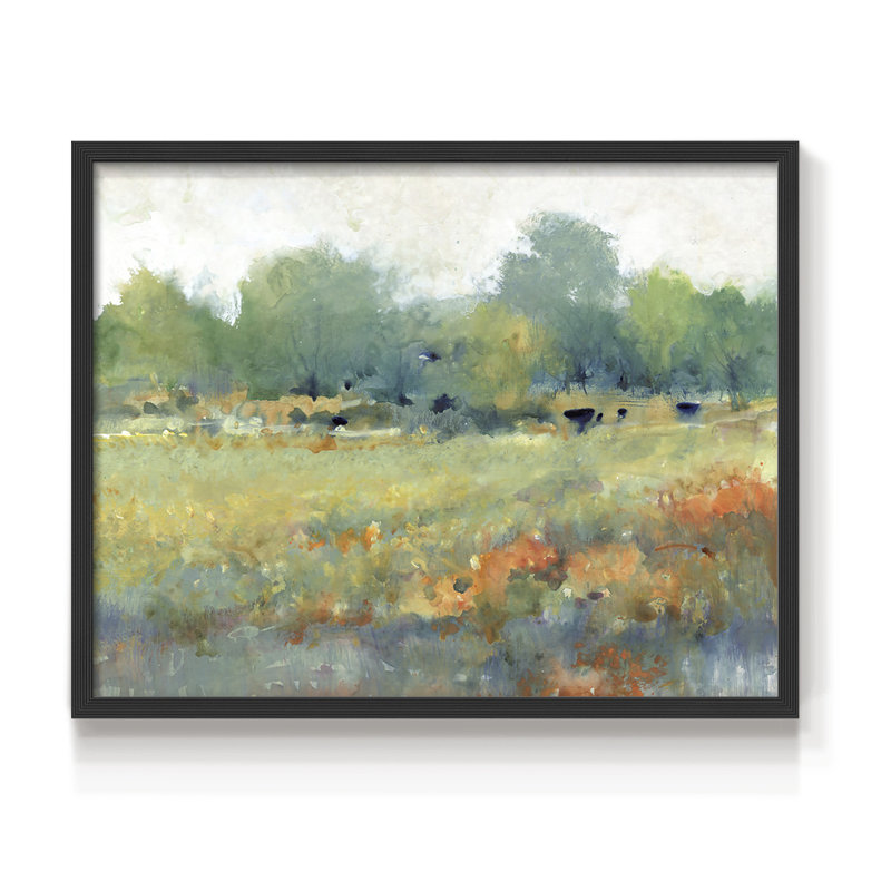 Paysage champêtre II - reproduction encadrée - réaménageable, H 11 po x l 14 po, Noir, noir, noir, noir