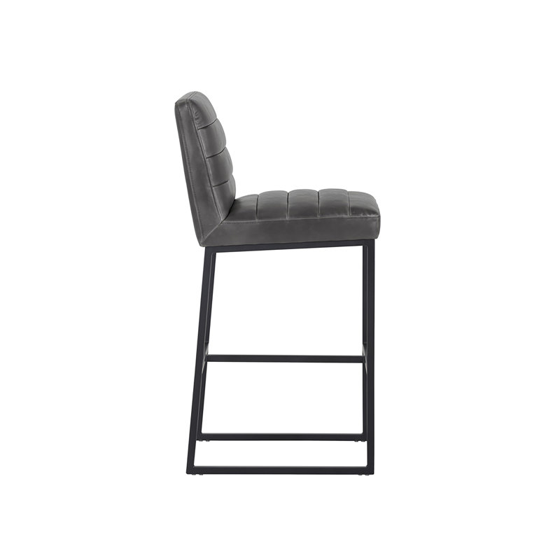 Spyros Upholstered Bar Stool, Gray, Counter Stool (26" Seat Height)