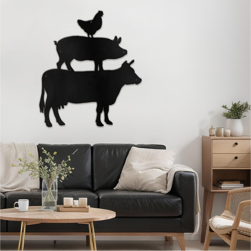 Décoration murale en métal, H 24 po x l 24 po x P 0,05 po, Noir