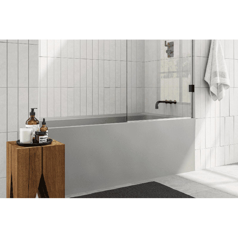 Lab 60'' L Freestanding Soaking Bathtub, Brushed Nickel, Matte Gray