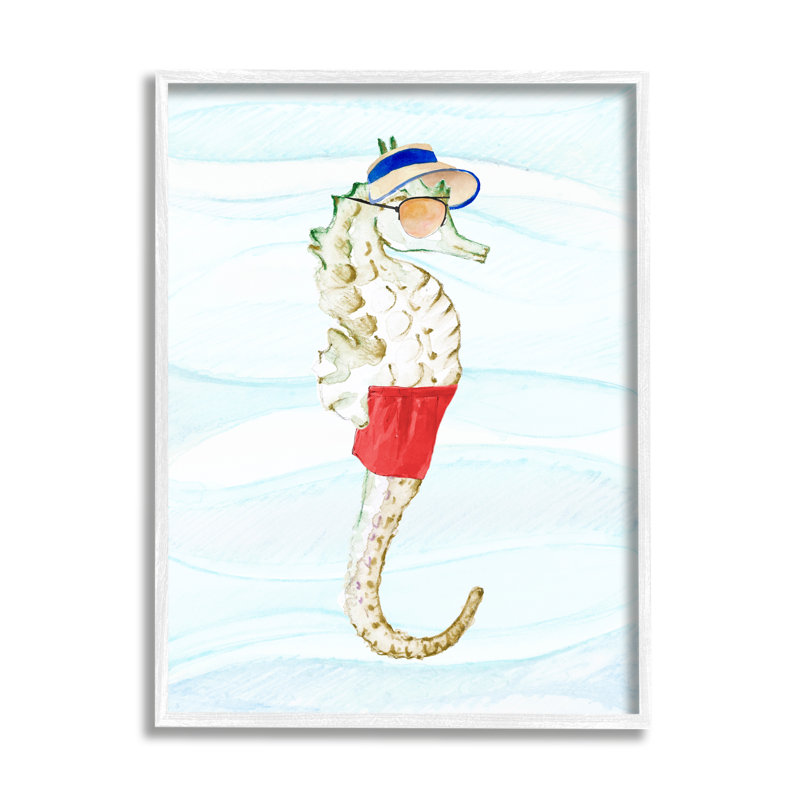 «Lifeguard Seahorse», art nautique giclée encadrée par Lanie Loreth, H 14 po x l 11 po x P 1,5 po