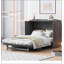 Lit escamotable double avec grands tiroirs et ports USB, finition blanche brossée pour les espaces modernes-416851962-416851941