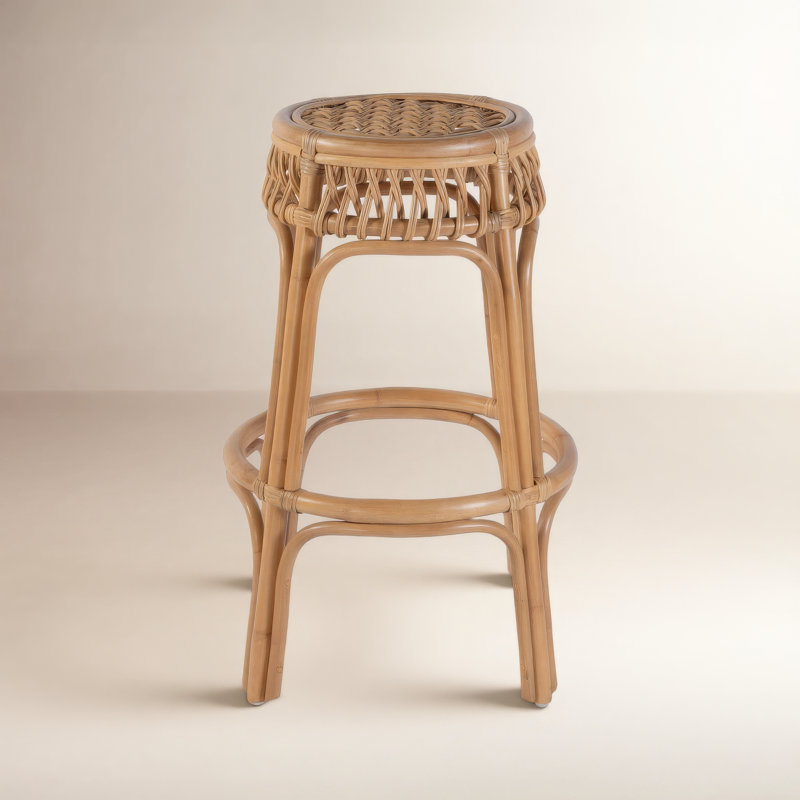 Antigua 30.5" Seat Height Round Rattan Bar Stool, Bar Stool (31” Seat Height)