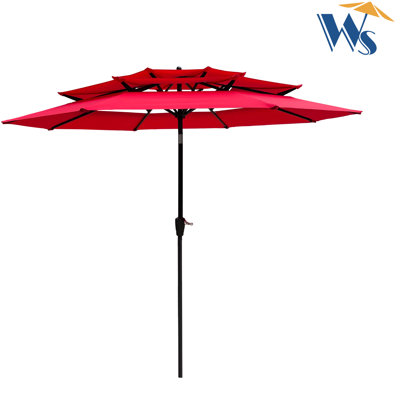 Parasol d'extérieur 9 pi 3 po avec évents - Rouge, convient à un patio d'ombrage de jardin en manivelle facile, une terrasse ombragée et une piscine dans la cour arrière