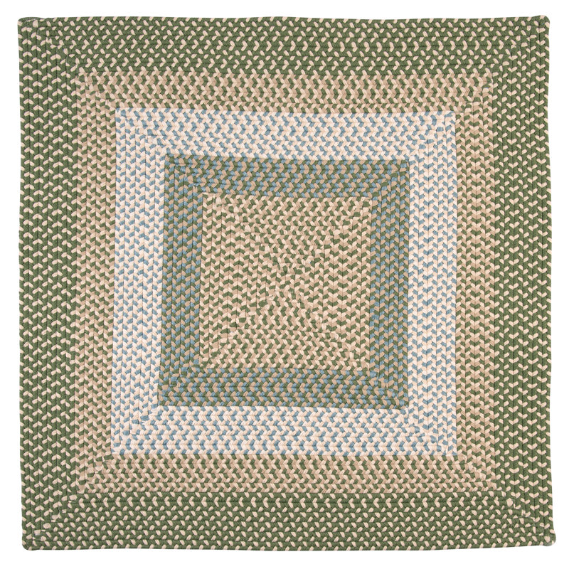 Tapis vert tressé Marathovounos, Carré 12 pi, Vert