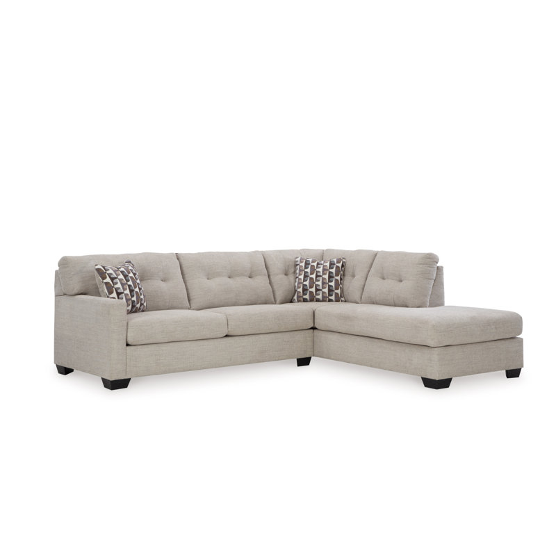 Upholstered L-Shaped Sectional, Right Hand Facing, Pebble