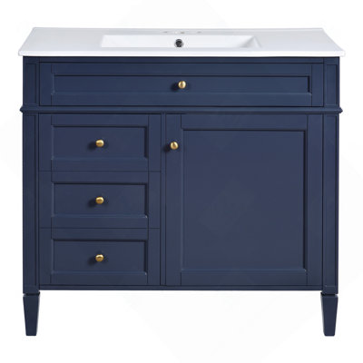 36'' Bathroom Vanity with Medicine Cabinet, Modern Bathroom Storage Cabinet with 2 Soft Closing Doors, Single Sink Bathroom Vanity