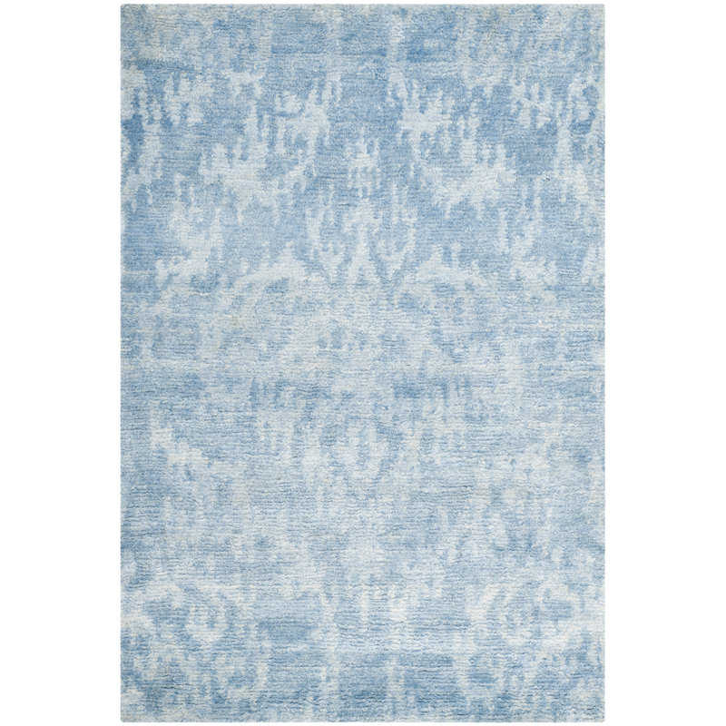 Senza Hand Knotted Overall Content: Viscose Cotton Ikat Rug in Blue, Rectangle 8' x 10'