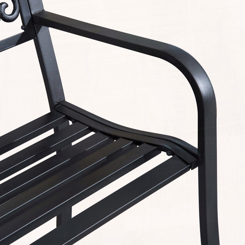 Outsunny 50 Metal Bench with Floral Scroll Backrest