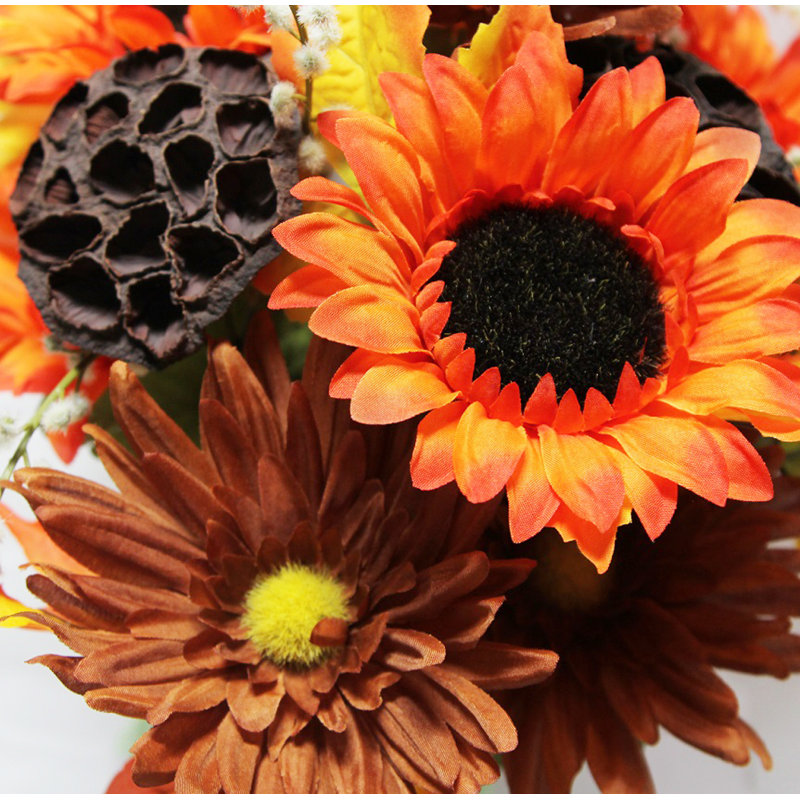 Arrangement floral mixte, Orange / Brun