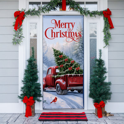 Evergreen Christmas Delivery Door Cover