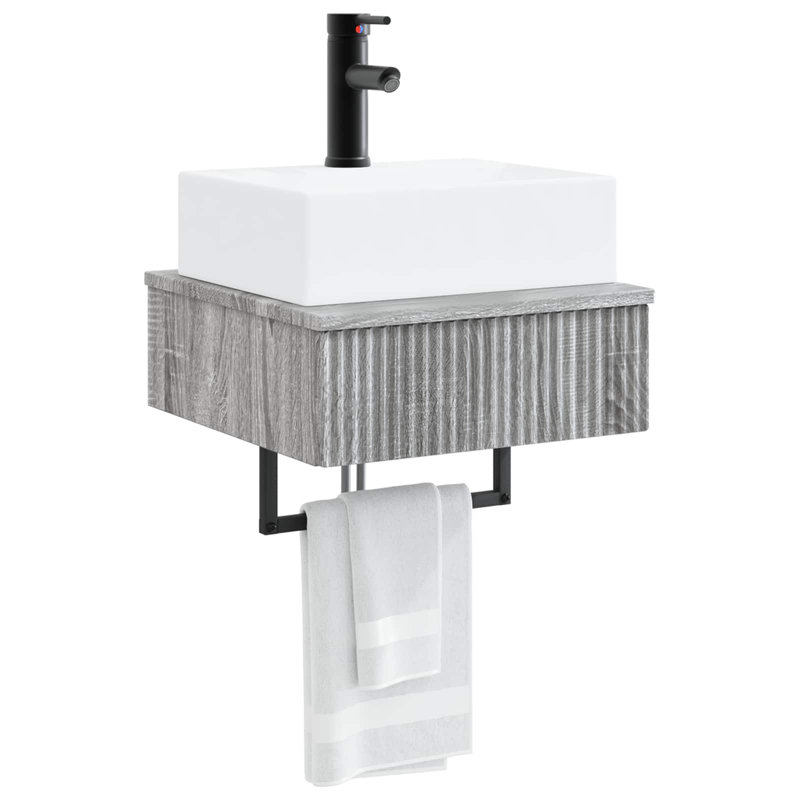 Single Bathroom Vanity with Ceramic Basin, Grey Sonoma