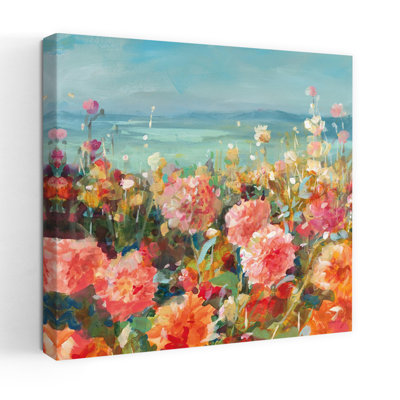 Coastal Coastal Dahlias With Aqua Blossoms Art