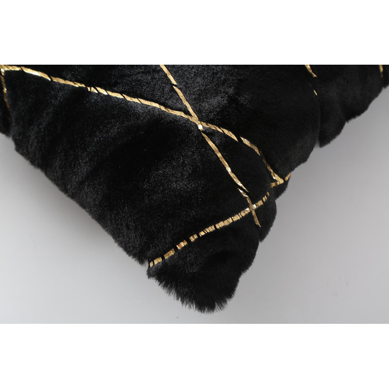Emma Reversible Throw Pillow, Black/Gold