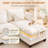 3-Piece Chenille Sectional With Double Layer Seat Cushions, Four Pillows and One Ottoman-981138428
