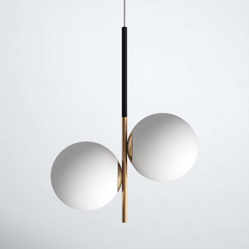 Drake 2 Light Glass Steel Dimmable Pendant