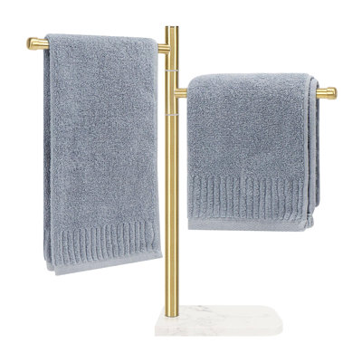 Standing Hand Towel Holder, Hand Towel Stand with Marble Base, 304 Stainless Steel Towel Rack with 2 Swivel Arm