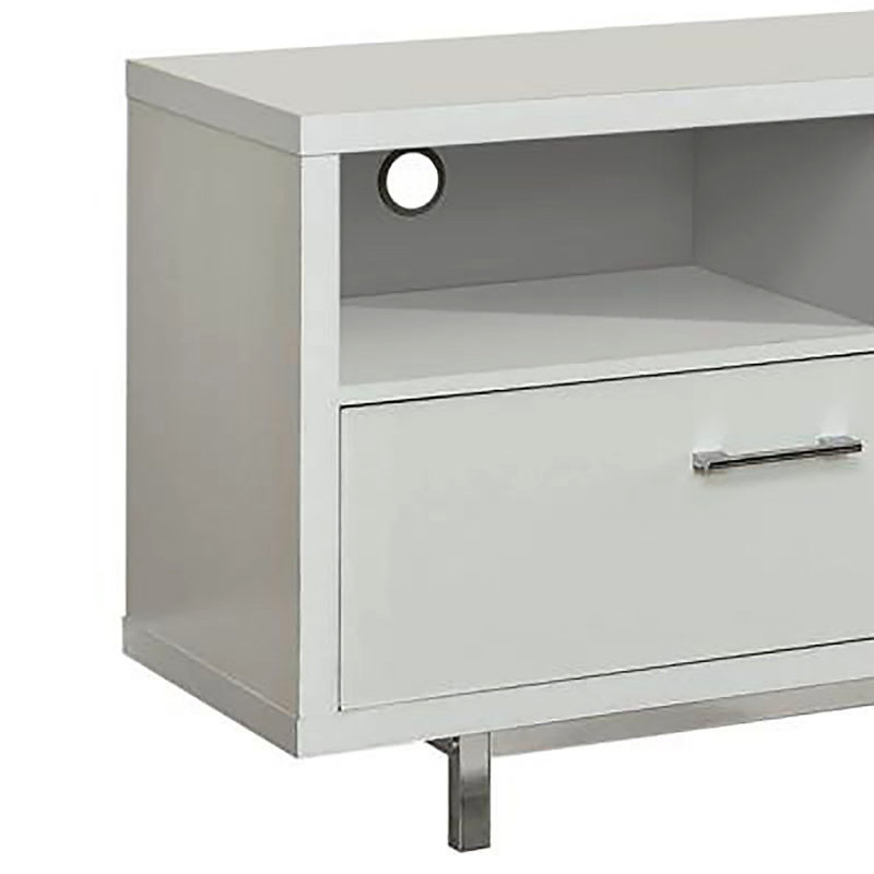 Console de rangement avec tiroir et télévision, Blanc