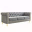 Canapé Chesterfield en velours de 84,65 po pour salon gris clair