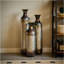 Ensemble de 3 vases en métal forgés à la main, vases de plancher rustiques à finition brûlée pour la décoration intérieure, grands vases à fleurs 28,34 24,4 20,4 pouces pour salon industriel de ferme