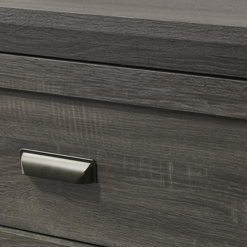 Velz Tall Dresser Chest, 5 Drawers, Finger Pull Handles, Wood, Dark Gray
