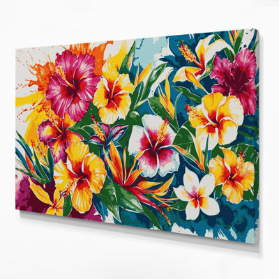 «Hawaiian Flower Brights», art mural sur toile beige