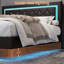 Base de lit plateforme flottante avec tête de lit capitonnée et éclairage à DEL RVB