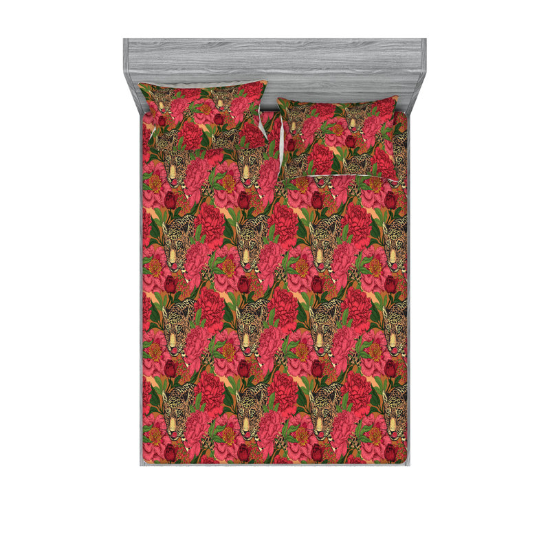 Drap-housse et taies décoratives 3 pièces Ambesonne, Ensemble de draps pour lit double avec 2 taies d'o