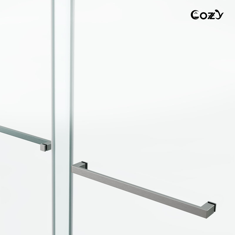 62-67" W X 79" H Frameless Double Sliding Shower Door, Brush Nickel