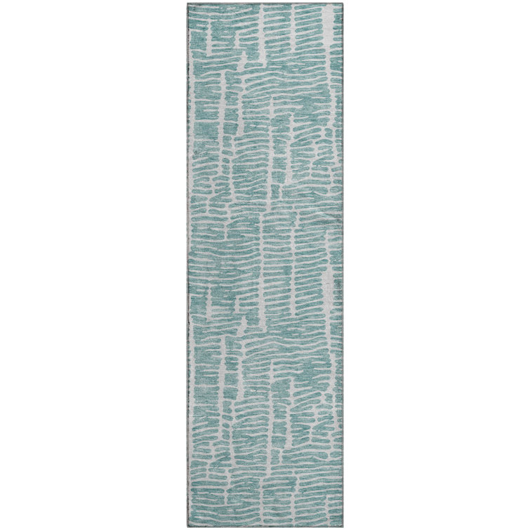 Premium Machine Washable Prisco Teal Rug