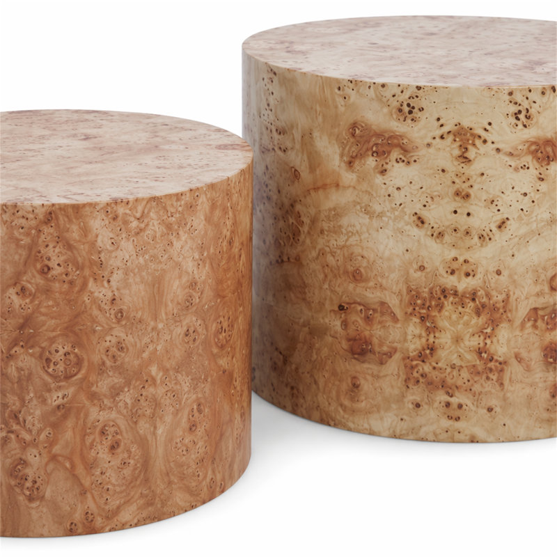 Ensemble de 2 tables basses gigognes, H 15 po x l 19 po x P 19 po, Bois naturel