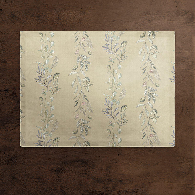 Cleothis Cotton Floral Rectangle Placemat, Tan