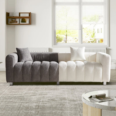 Causeuse rembourrée en velours de qualité supérieure à 3 places, canapé à bulles moderne avec pieds en métal et coussins complémentaires pour une vie confortable