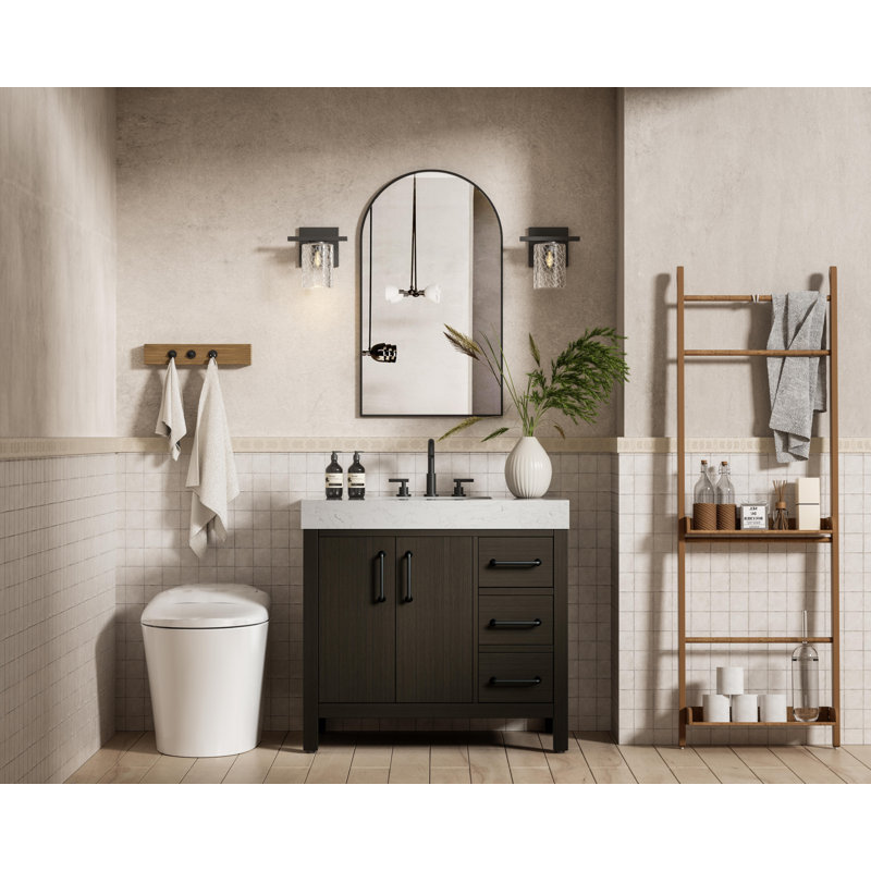 Meuble-lavabo simple 36 po 36 VF60636, Brun moka