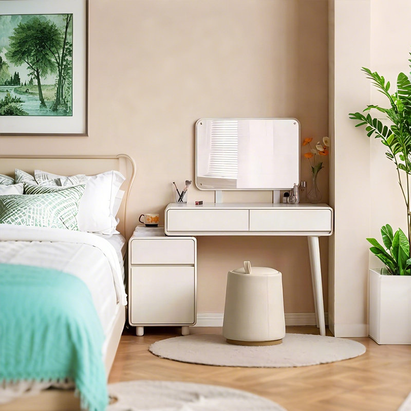 Cream Style White Dressing Table with Drawers and Extendable Feature
