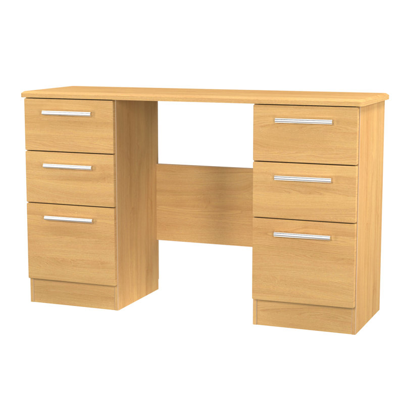 Borgeson 6 Drawer Kneehole Desk (Ready Assembled), Modern Oak