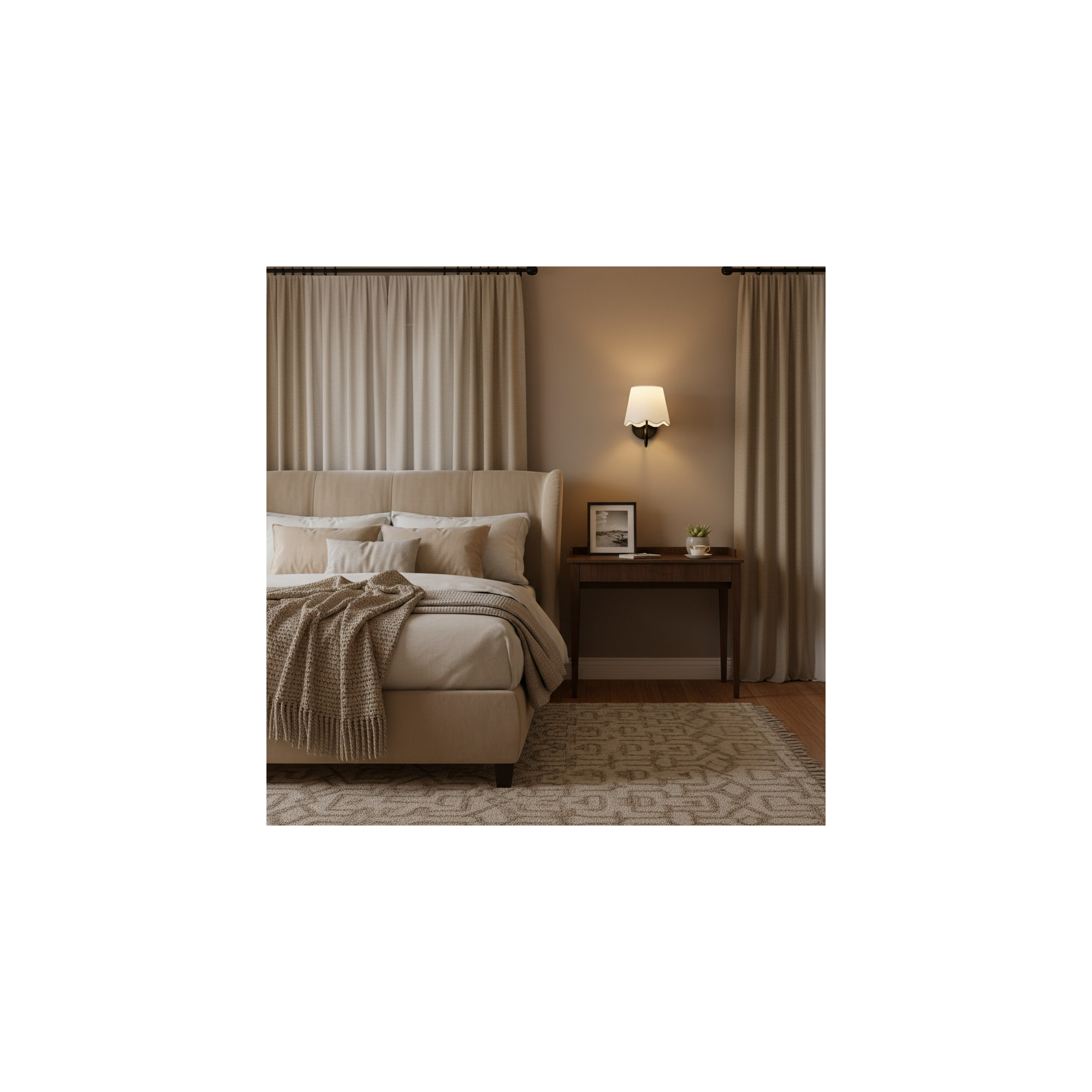 1-Light Iron Wall Sconce with Linen Shade , Matte Black