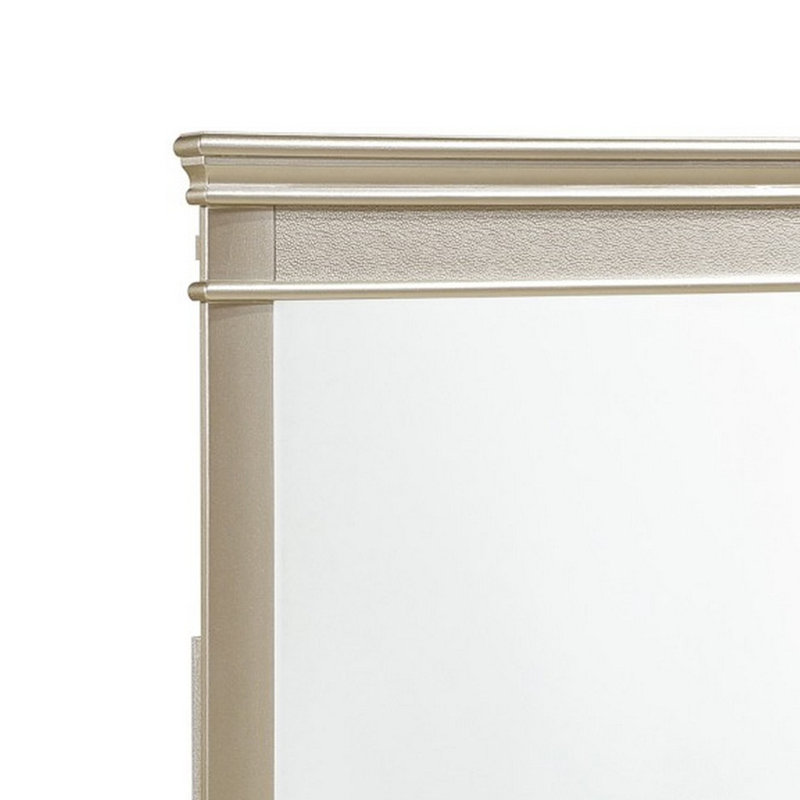 Miroir en bois, 41 po x 45,75 po, Argent champagne